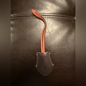 New Authentic Frye Black Leather Keychain Fob purse key ring charm luggage $58